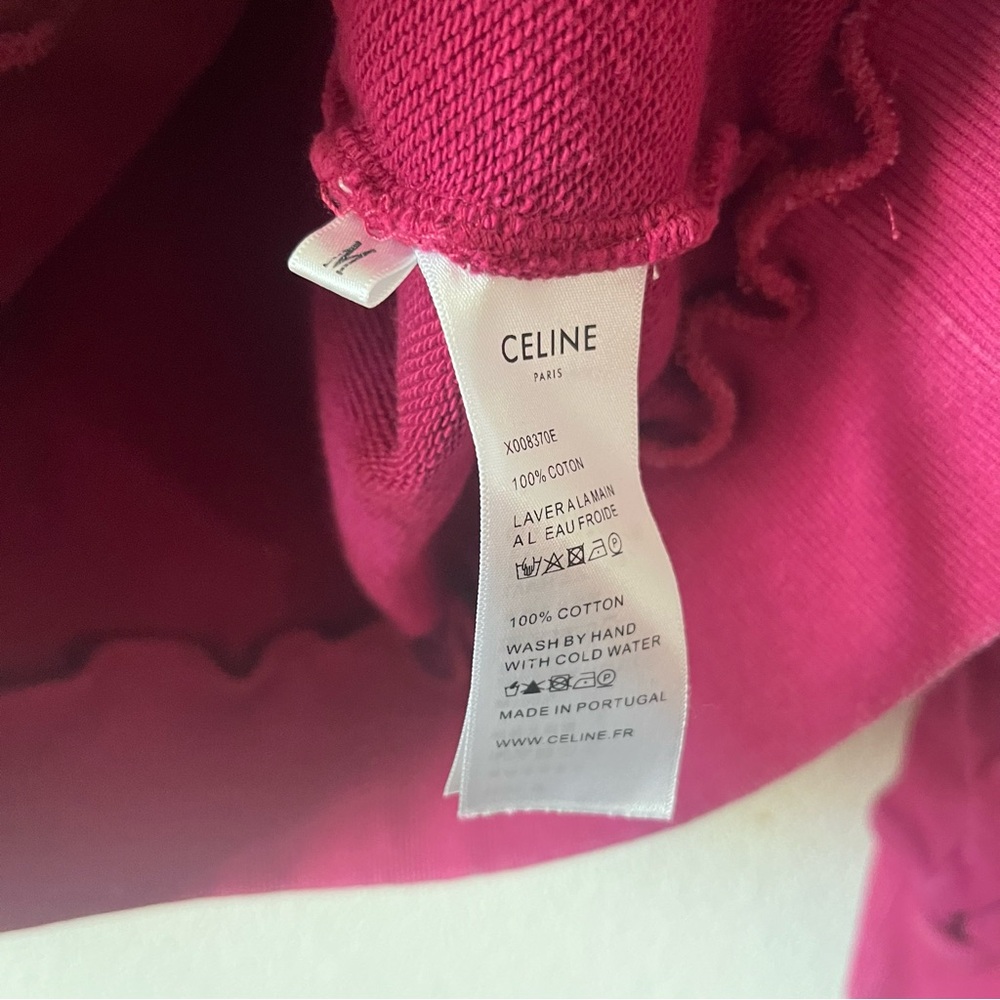 Celine Pink Graphic Drawstring Pullover Hoodie wi… - image 6